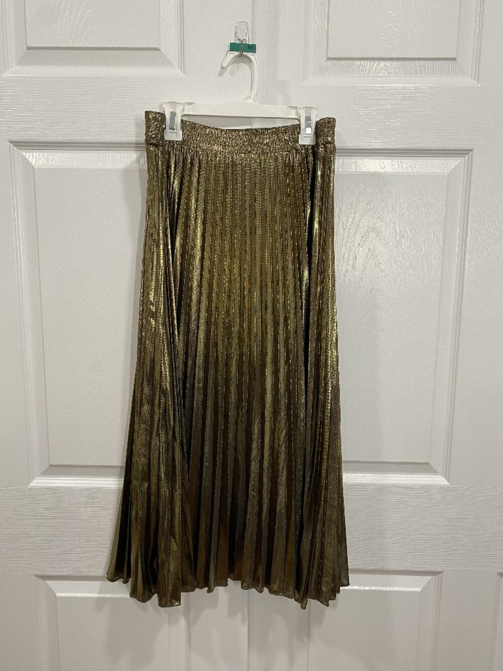 Long Gold Pleated Skirt
